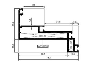 R50 H 07 - 74Lük Kasa Profili - Mat Eloksal