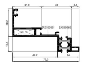 R50 H 09 - 14,8Mm Isı Yalıtımlı 73Lük Kasa Profili - Mat Eloksal