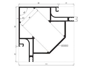 R50 M 11 - 80Lik Düşey Profili - Mat Eloksal