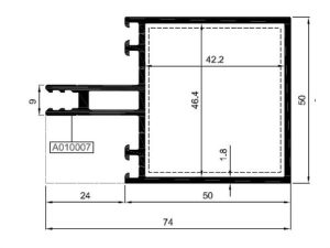 R50 T 02 - 50Lik Yatay Profili - Mat Eloksal