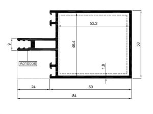 R50 T 03 - 60Lık Yatay Profili - Mat Eloksal