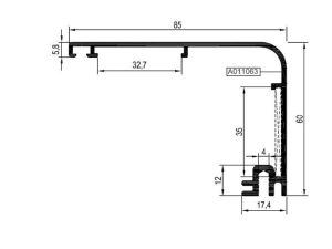 Rd55 A 02 - 60Lık Adaptör Profili - Mat Eloksal
