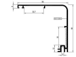 Rd55 A 03 - 80Lik Adaptör Profili - Mat Eloksal