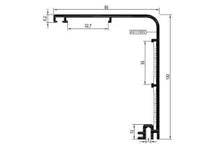 Rd55 A 04 - 100Lük Adaptör Profili - Mat Eloksal