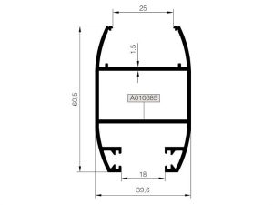 Rs58 V 01 - 60Lık Kanat Profili - Mat Eloksal