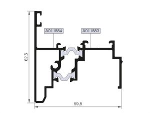 Rwt55 A 25 - 14,8Mm Isı Yalıtımlı - 62,5Lik Adaptör Profili