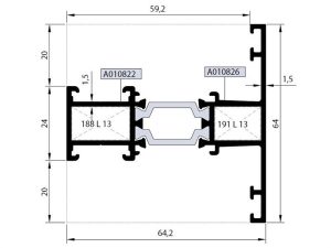 Rwt64 M 12 - 24,0Mm Isı Yalıtımlı 64Lük Dar Ortakayıt Profili - Mat Eloksal