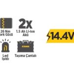 Şarjlı Matkap Lı-İon 14.4V/1.5A Çift Akülü Rtrmax