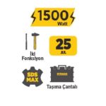 Sds Max Kırıcı Delici 50Mm 1500W 25J Çanta Rtrmax